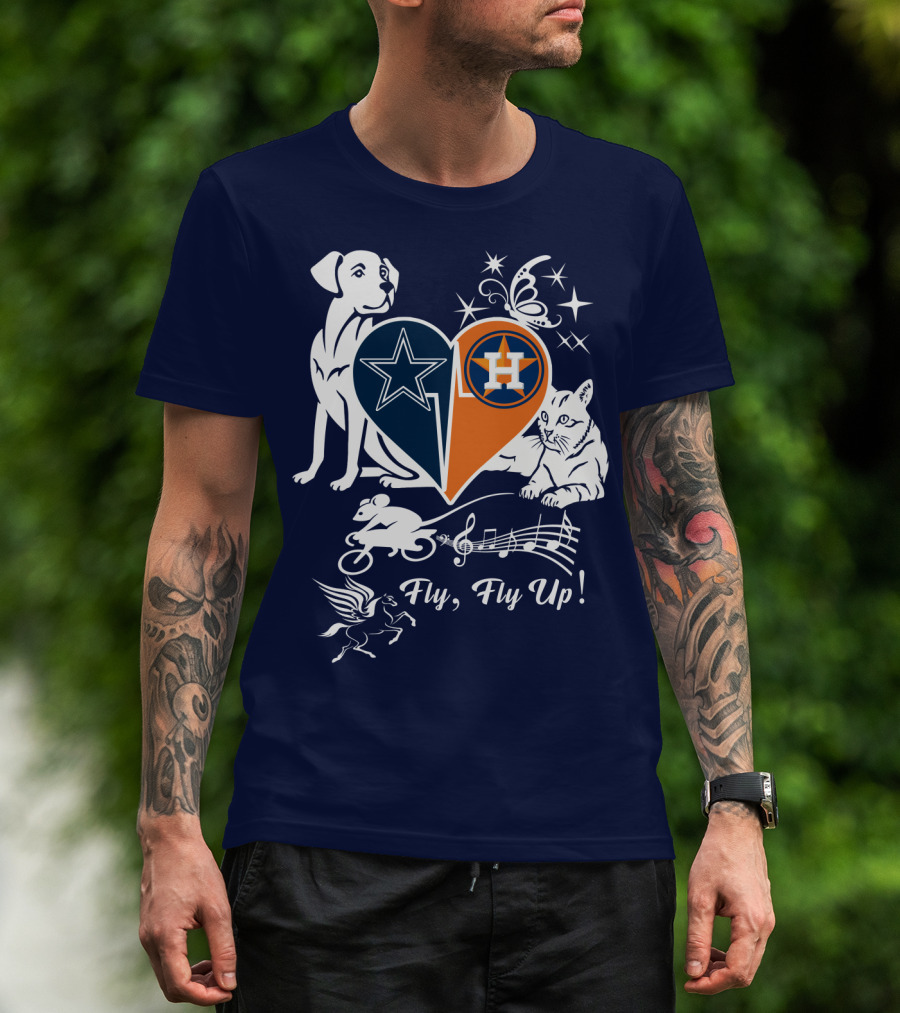 Cowboys Astros Heart Fly Fly Up Music Stars Butterfly Pegasus Dog Cat Mouse T-Shirt