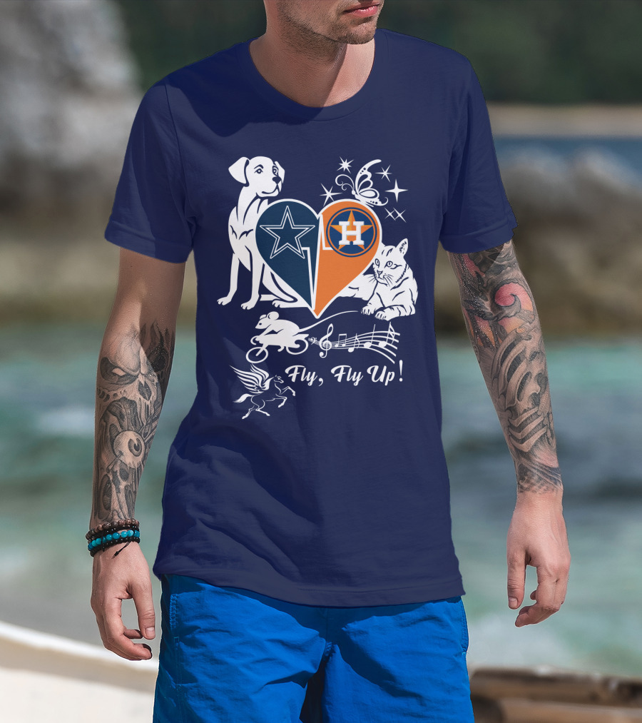 Cowboys Astros Heart Fly Fly Up Music Stars Butterfly Pegasus Dog Cat Mouse T-Shirt