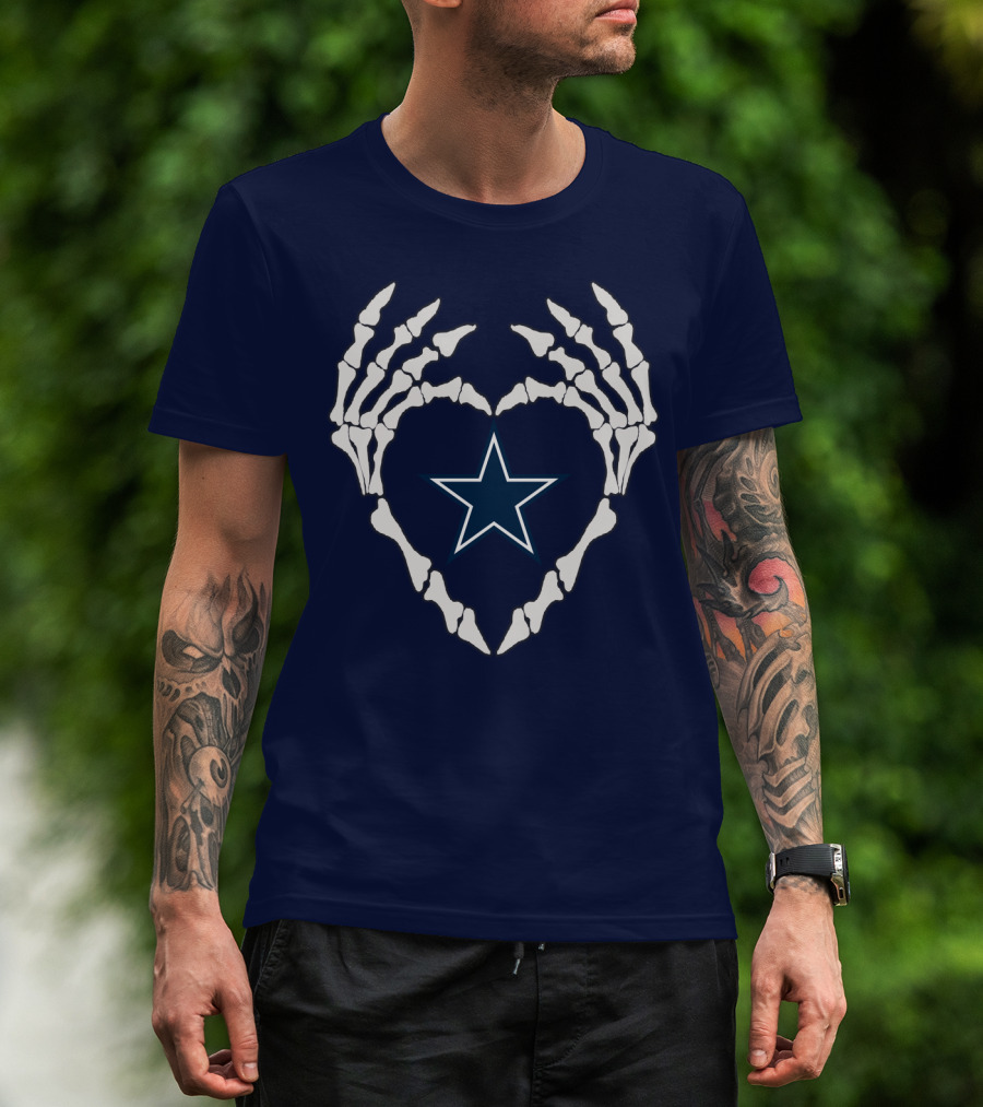 Cowboys Skeleton Hands Heart Star T-Shirt