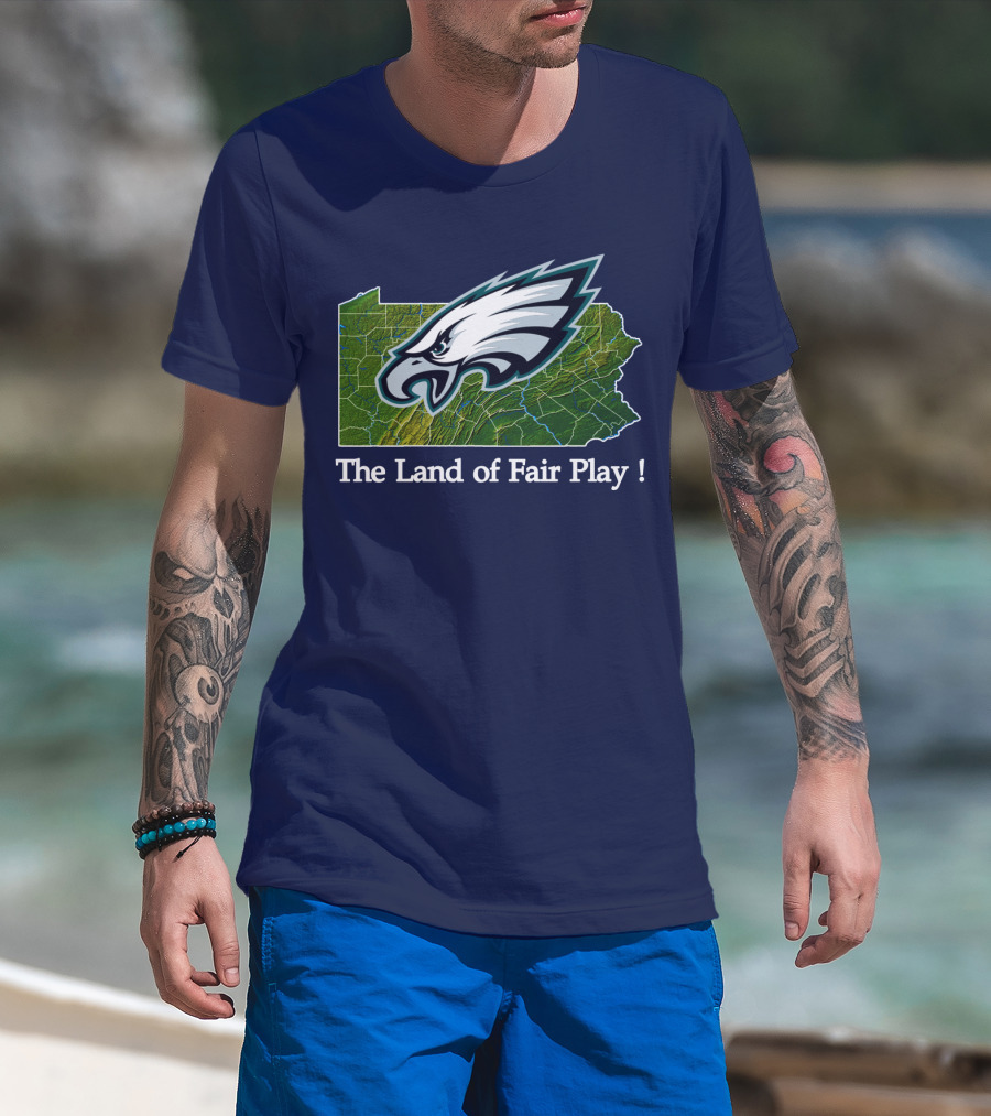 Philadelphia Eagles The Land Of Fair Play Pennsylvania Map T-Shirt