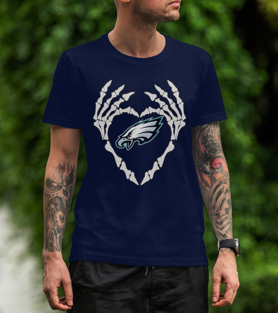 Eagles Logo Skeletal Heart Shape T-Shirt