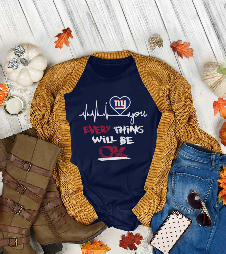 Ny Giants Heartbeat Every Thing Will Be Ok T-Shirt