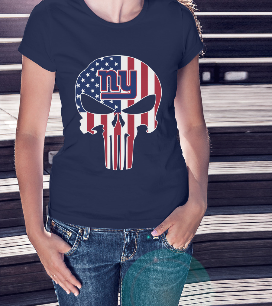 Ny Giants American Flag Punisher Skull T-Shirt