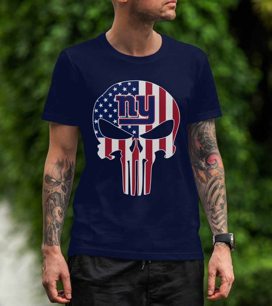 Ny Giants American Flag Punisher Skull T-Shirt