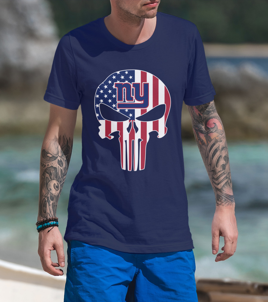 Ny Giants American Flag Punisher Skull T-Shirt