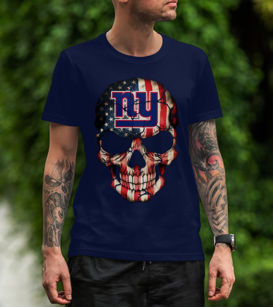 Ny Giants American Flag Skull T-Shirt
