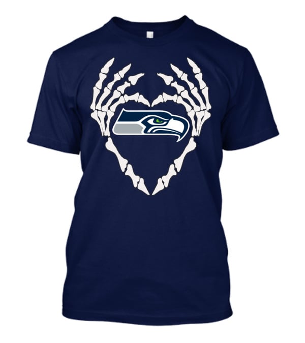 Seahawks Skull Bones Heart T-Shirt