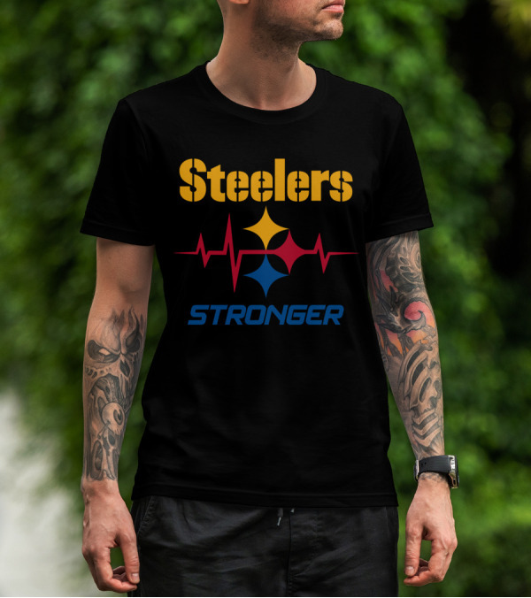 Steelers Stronger With Heartbeat And Iconic Star T-Shirt