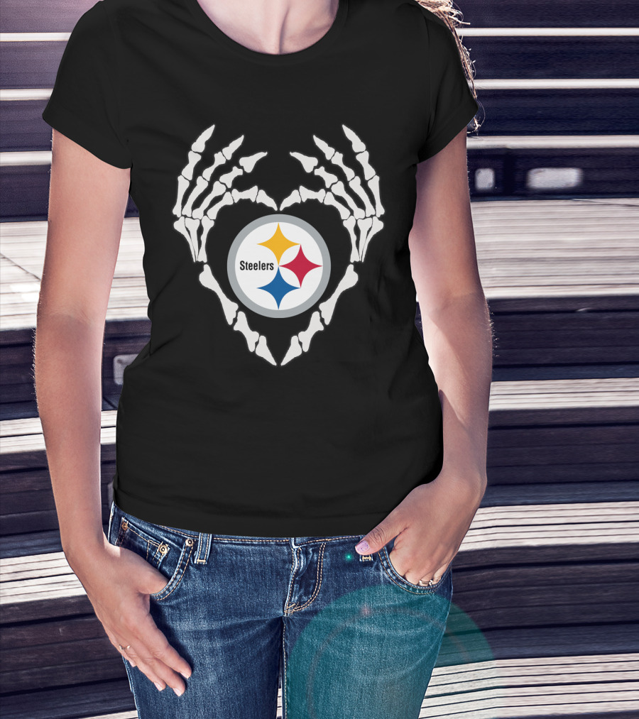 Steelers Skeleton Heart T-Shirt