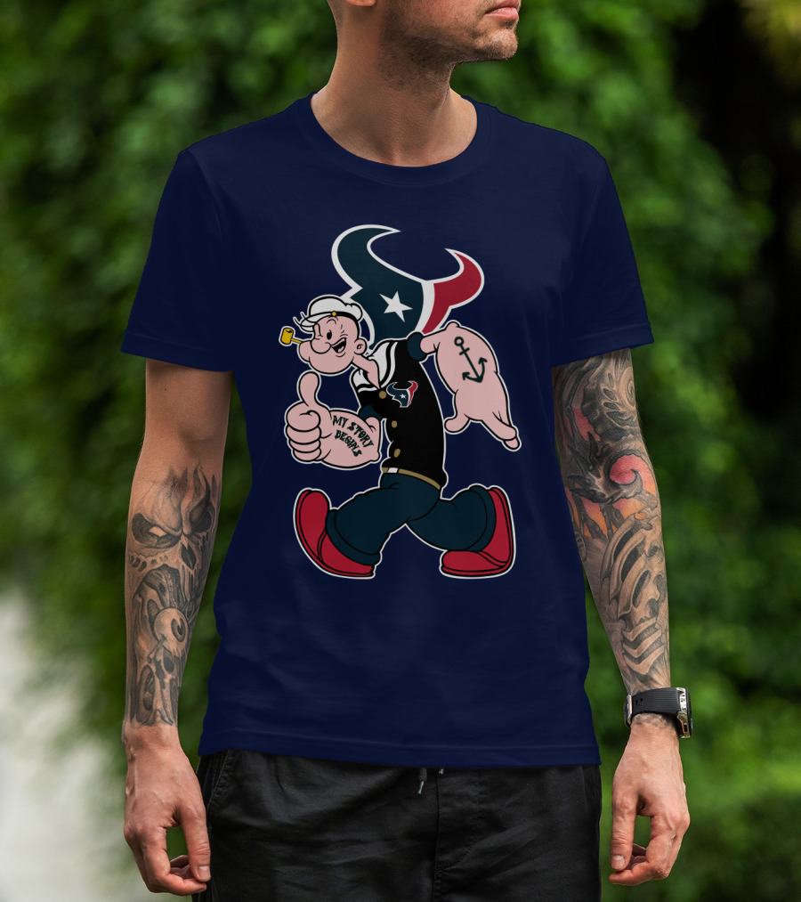 Texans Popeye My Story Begins Anchor T-Shirt