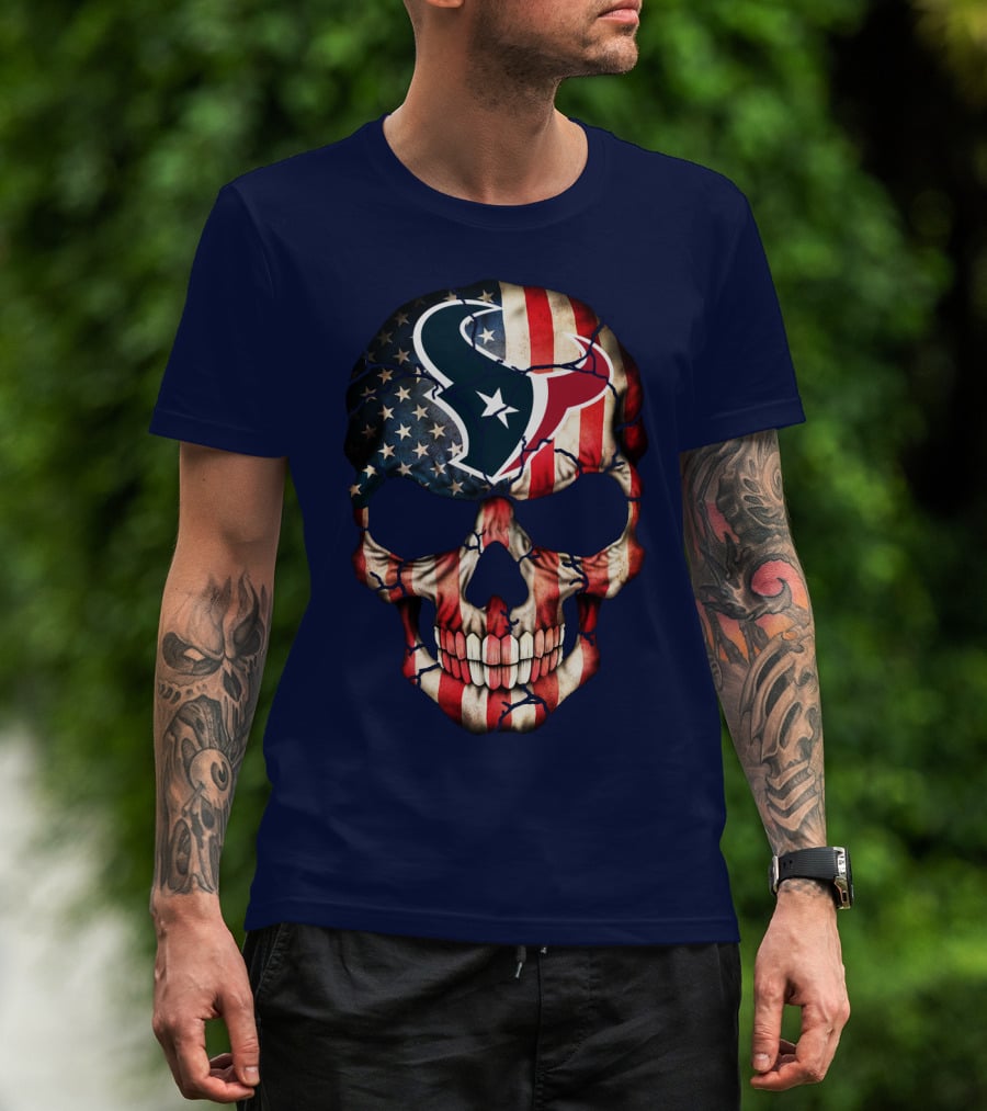 Texans Skull American Flag T-Shirt
