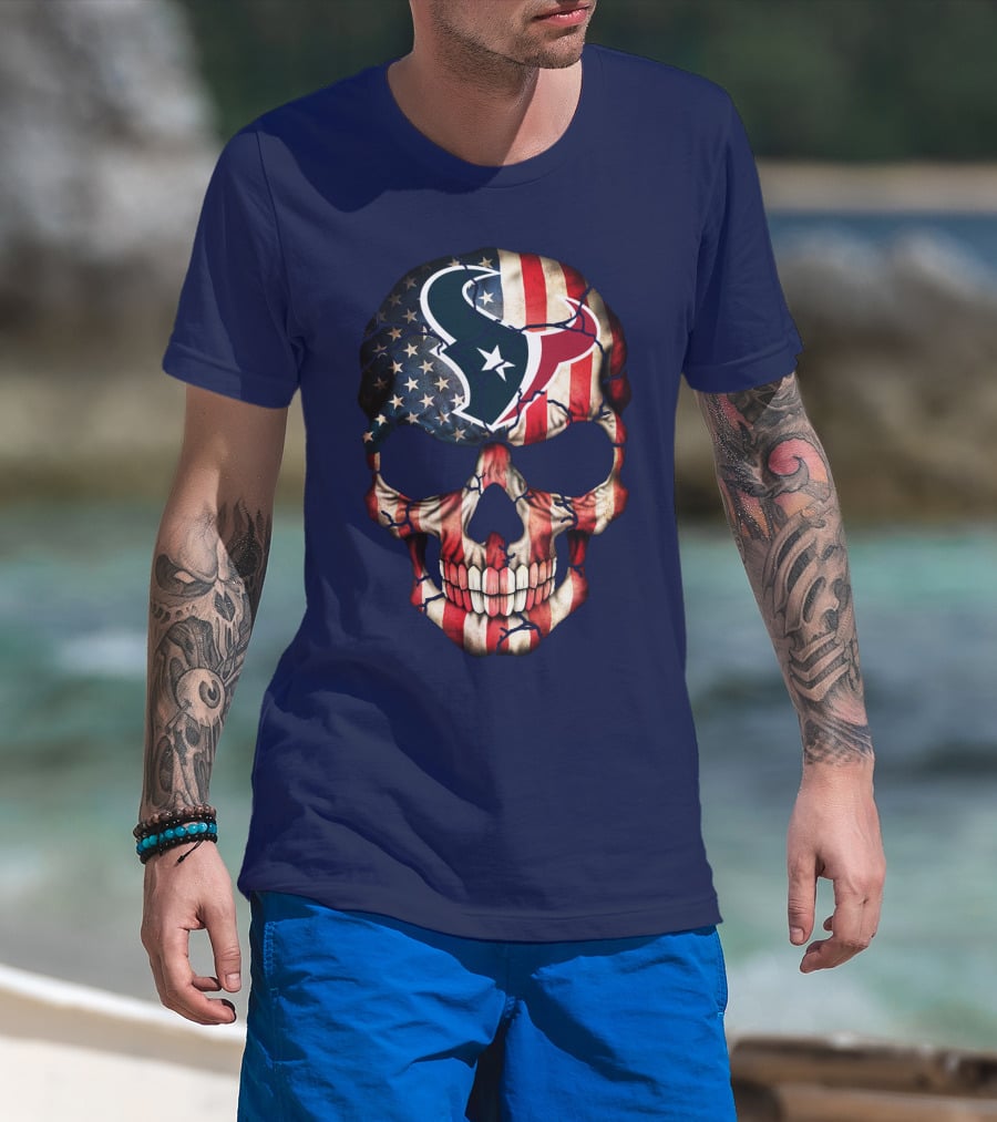 Texans Skull American Flag T-Shirt