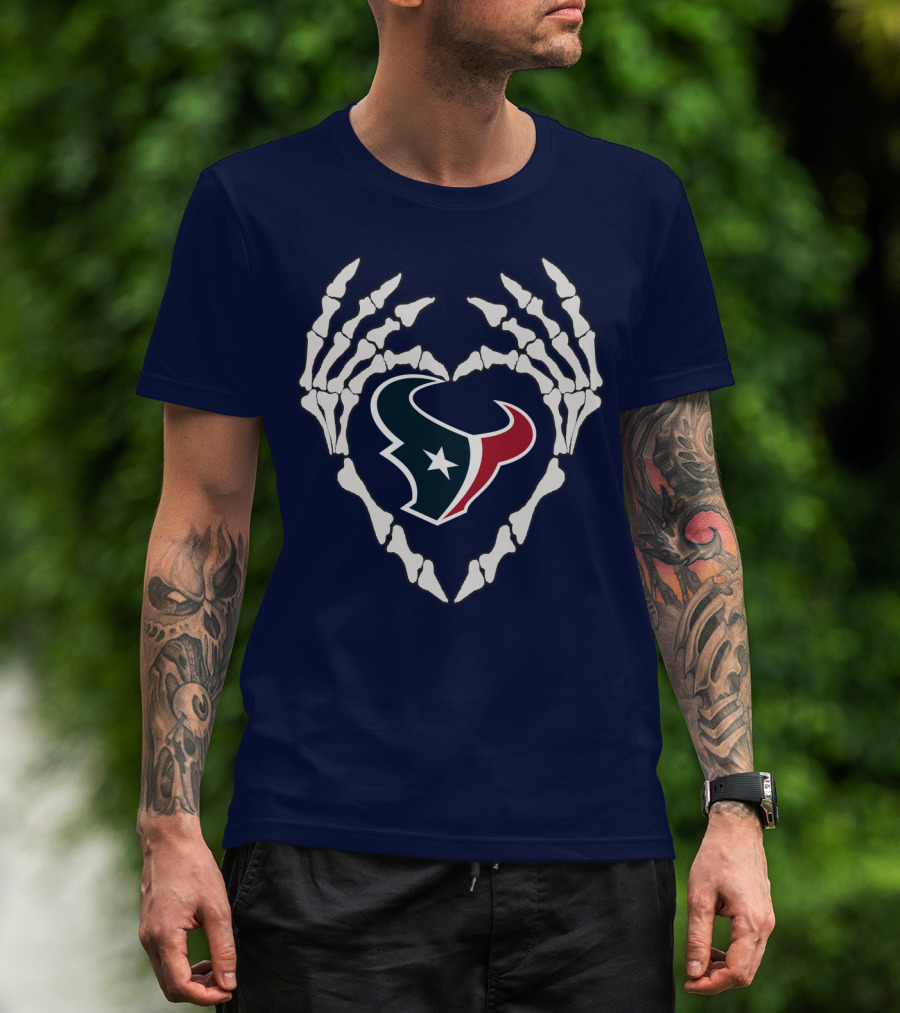 Texans Skeleton Hands Heart T-Shirt