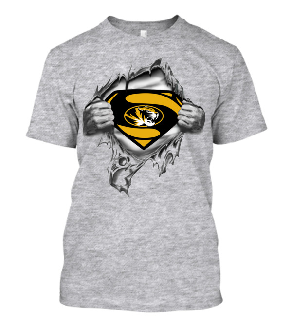 Superman Missouri Tigers Logo Rip T-Shirt