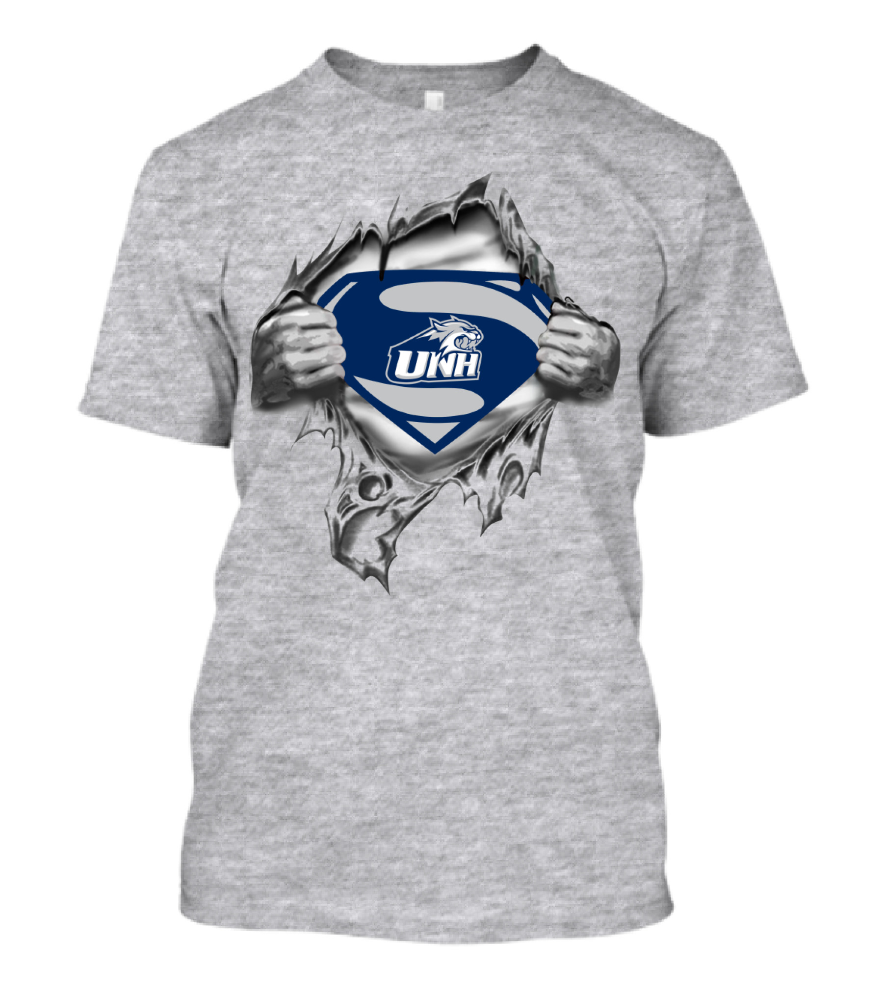 Unh New Hampshire Wildcats Superman Rip T-Shirt