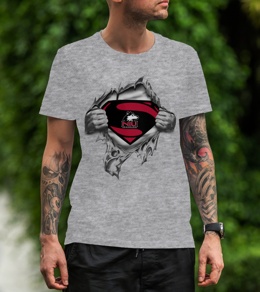 Niu Huskies Superman Logo Tear Northern Illinois Huskies T-Shirt