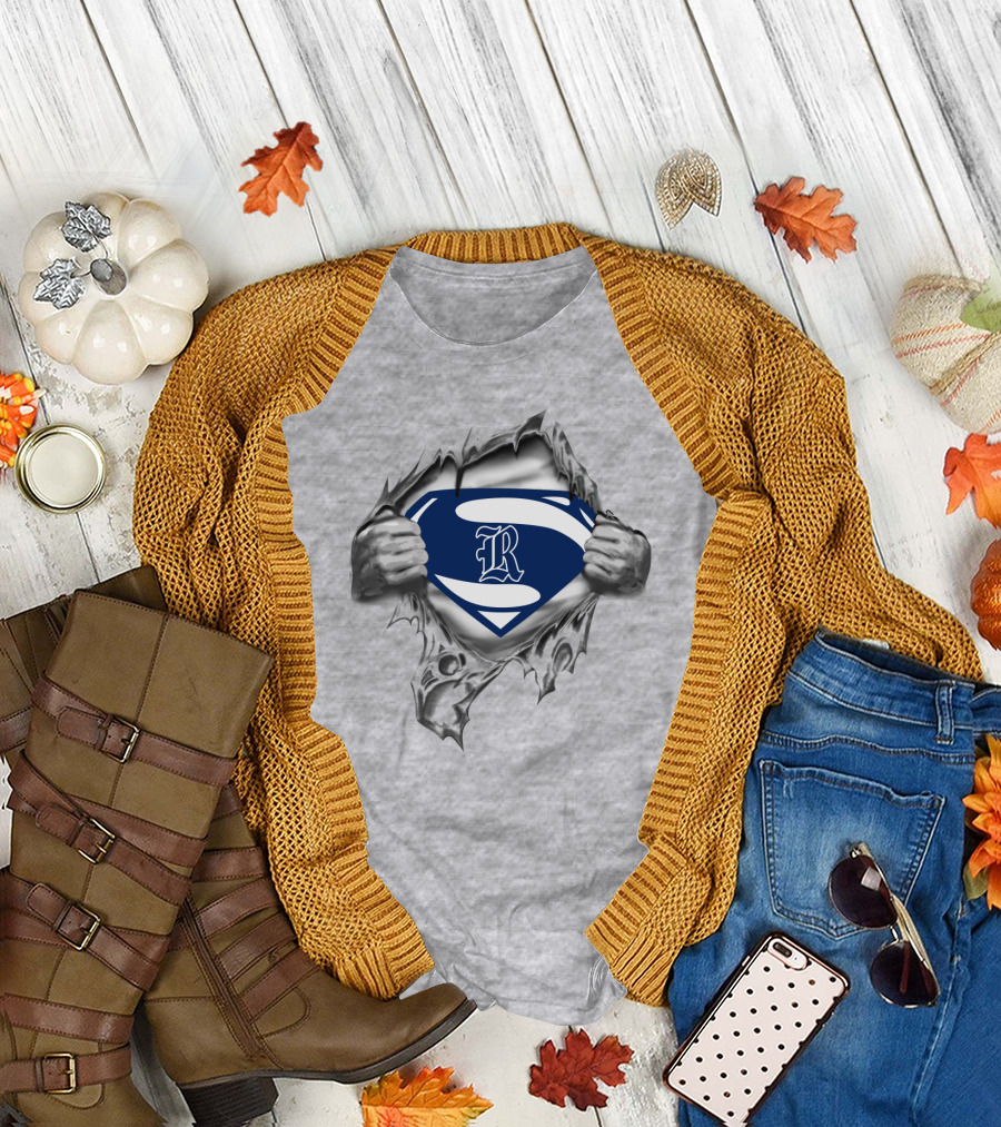 Rice Owls Superhero Shield Logo With Torn Metal Effect T-Shirt
