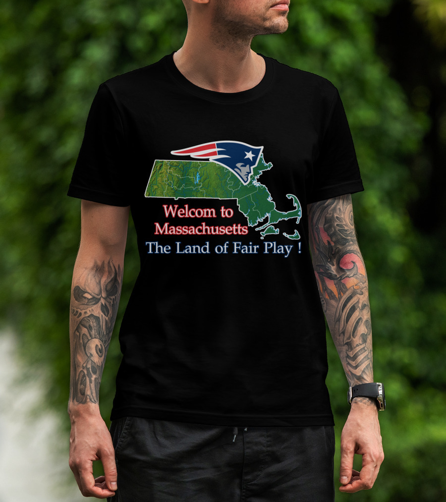 Welcome To Massachusetts The Land Of Fair Play Patriotic Map T-Shirt