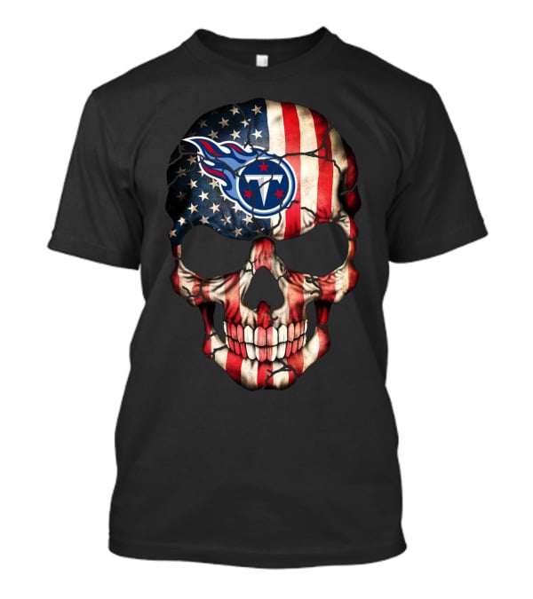 American Flag Skull With Tennessee Titans T-Shirt