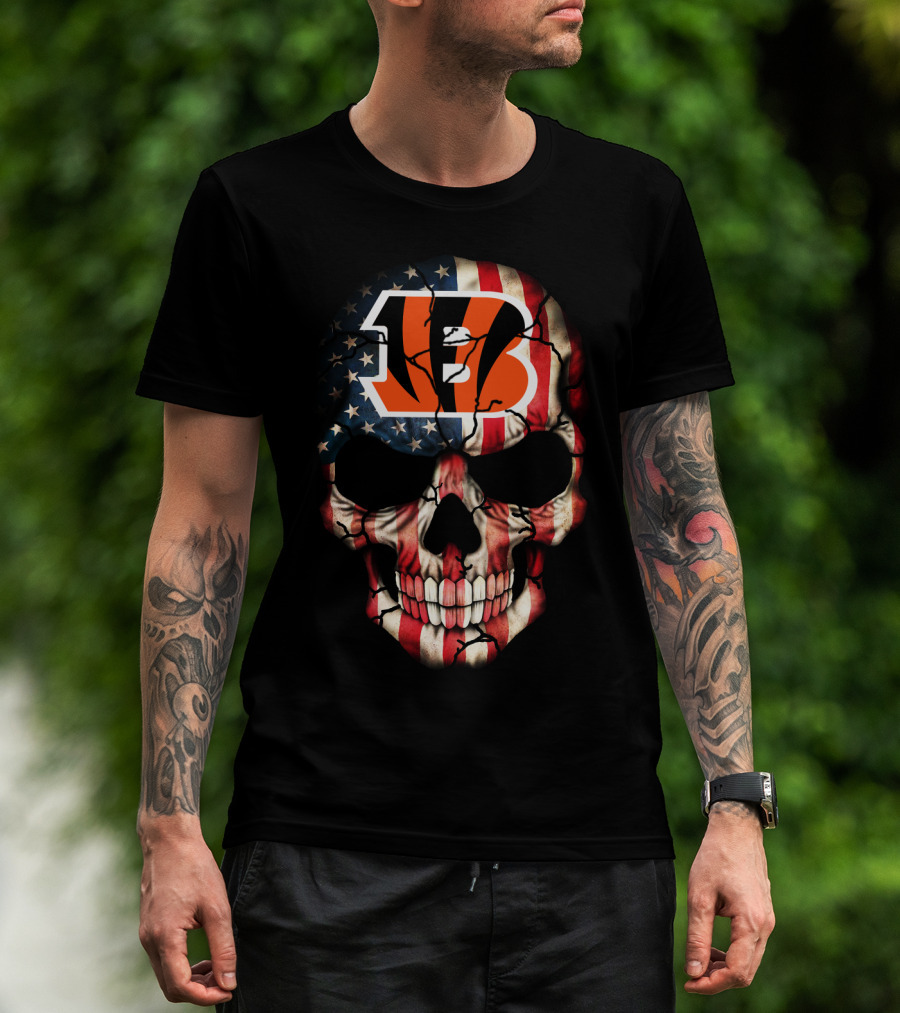 Bengals Skull American Flag T-Shirt