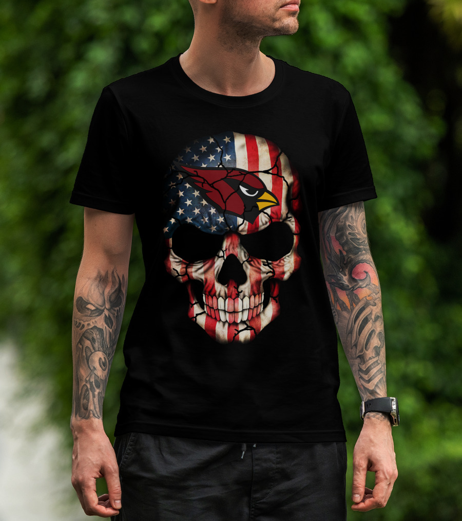 American Flag Cardinals Skull T-Shirt