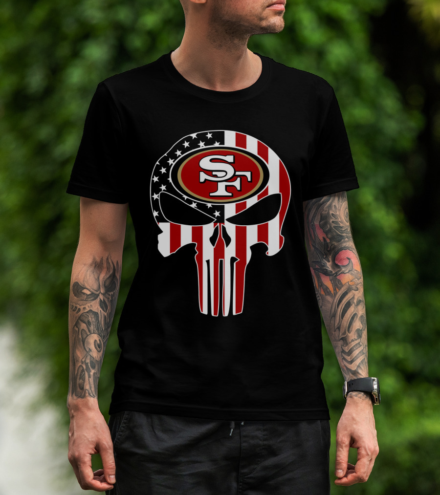 Sf 49ers American Flag Skull T-Shirt