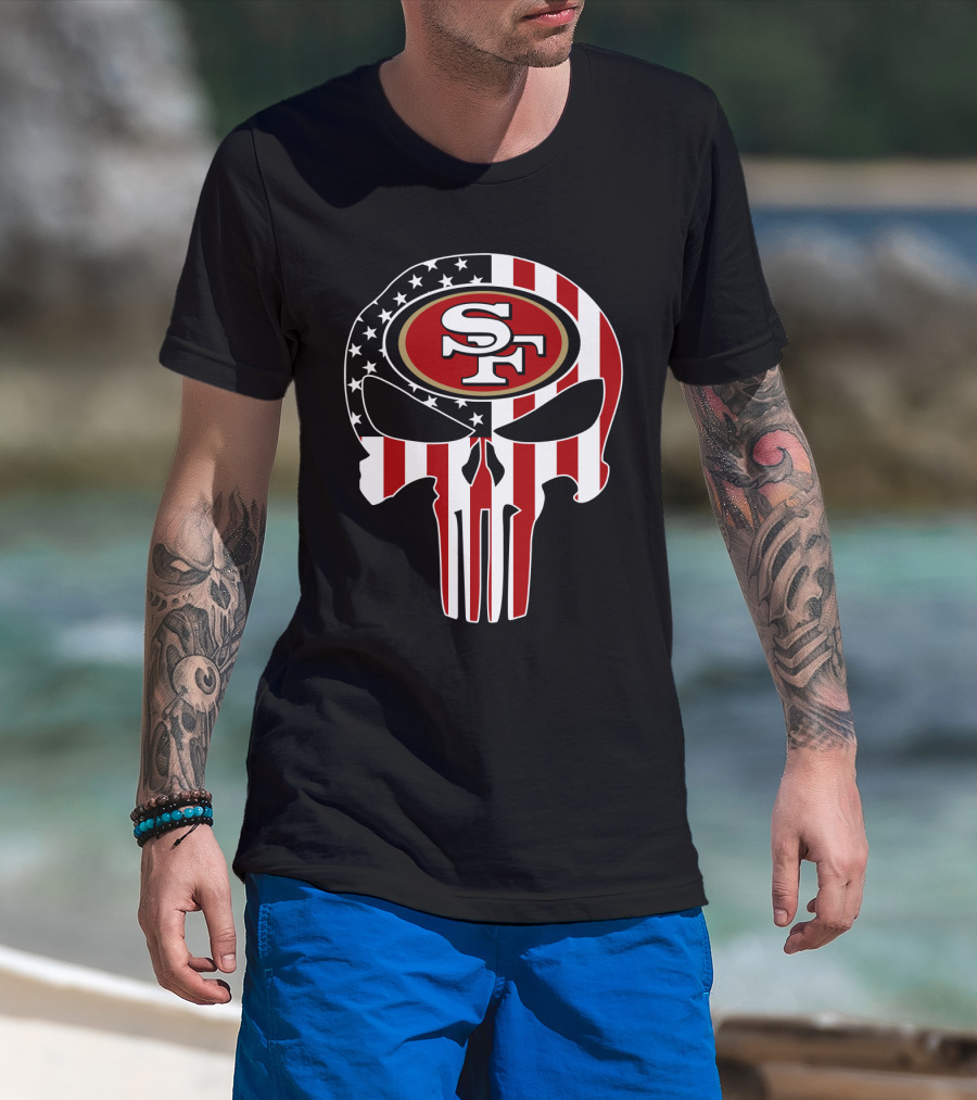 Sf 49ers American Flag Skull T-Shirt