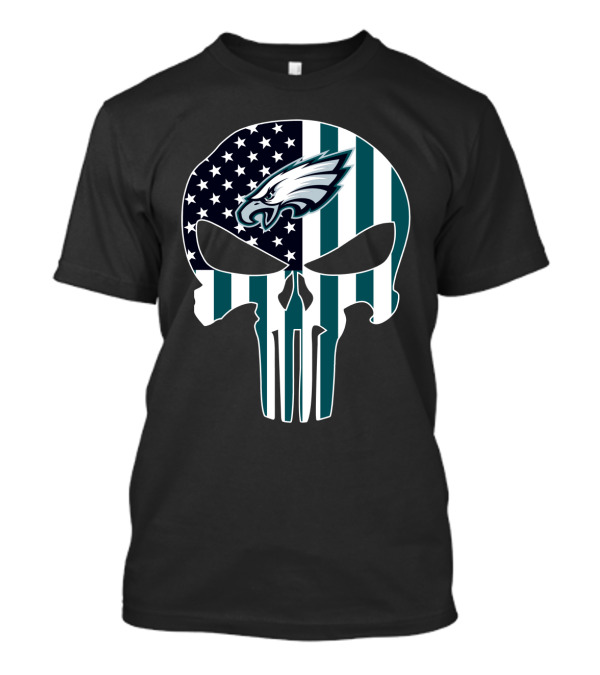 Eagles Punisher Skull American Flag T-Shirt