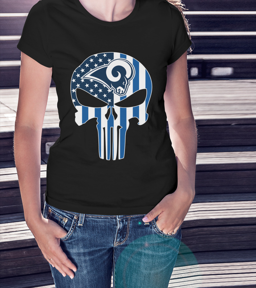Rams Skull American Flag Punisher T-Shirt