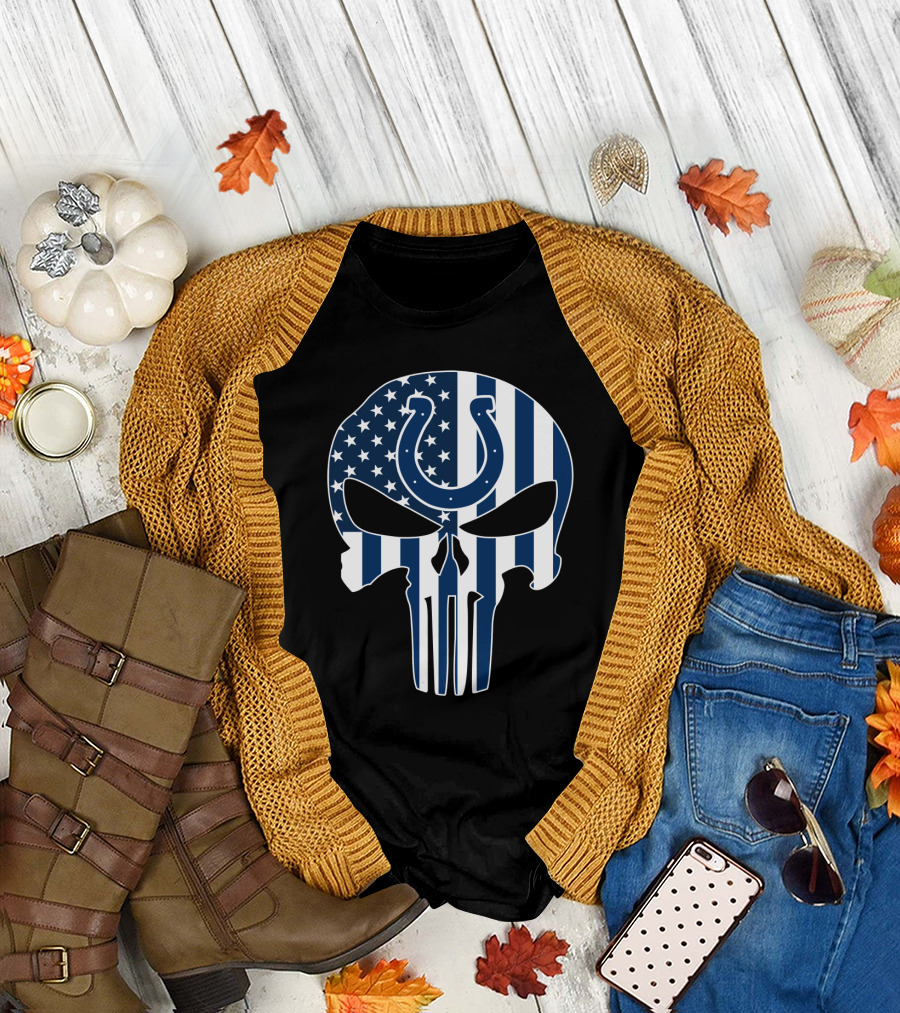 Colts Skull American Flag Punisher T-Shirt