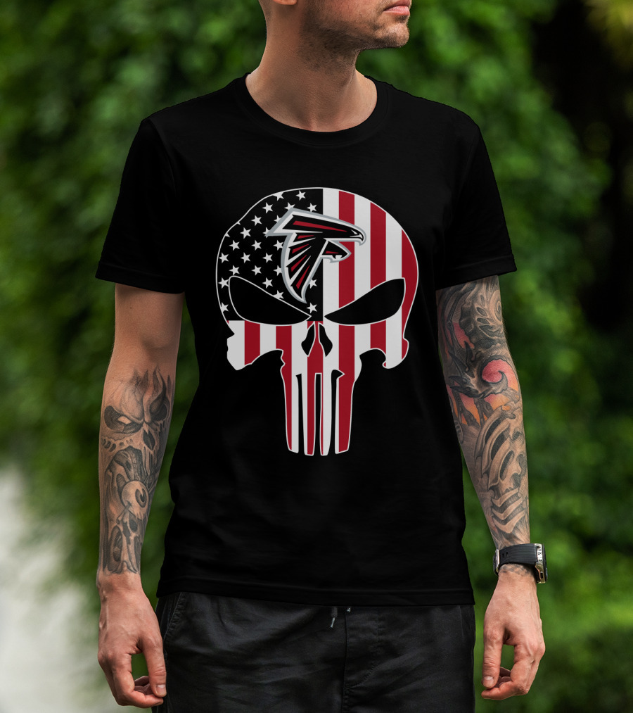 Falcons Skull American Flag T-Shirt