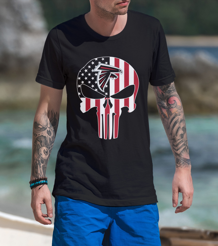 Falcons Skull American Flag T-Shirt