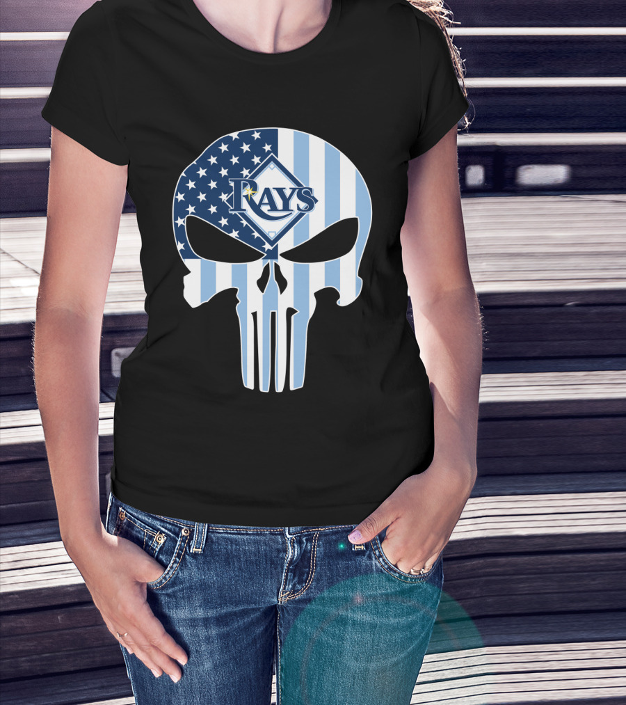 Rays Skull With American Flag T-Shirt