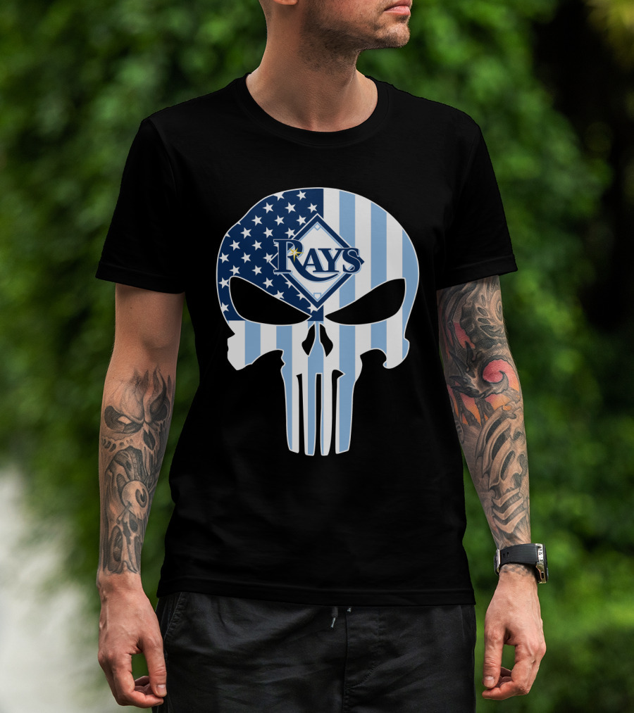 Rays Skull With American Flag T-Shirt