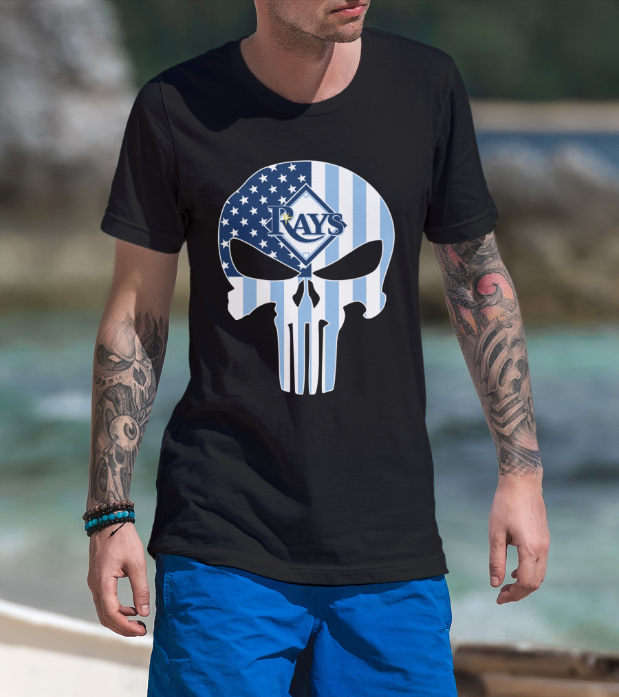 Rays Skull With American Flag T-Shirt