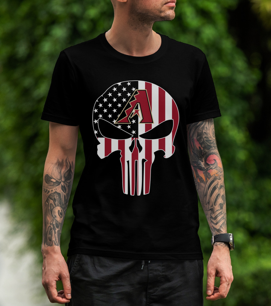 Arizona Diamondbacks American Flag Skull T-Shirt