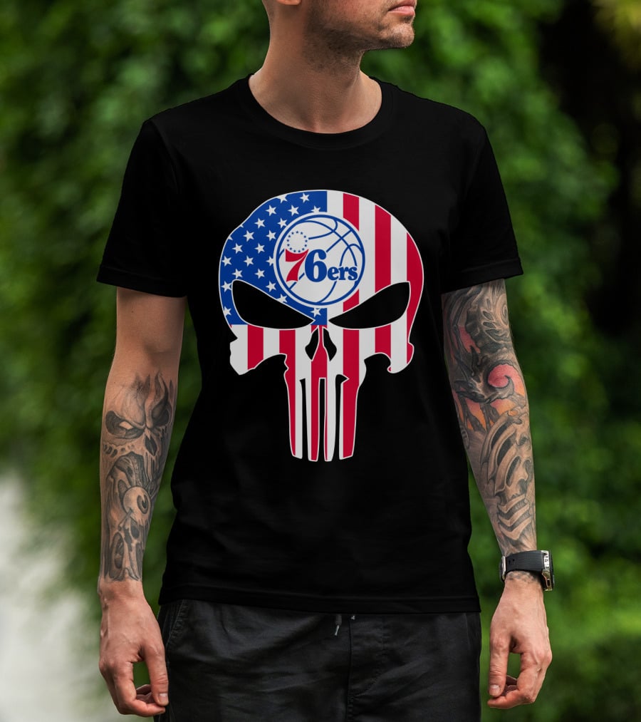 Philadelphia 76ers Stars And Stripes Punisher T-Shirt