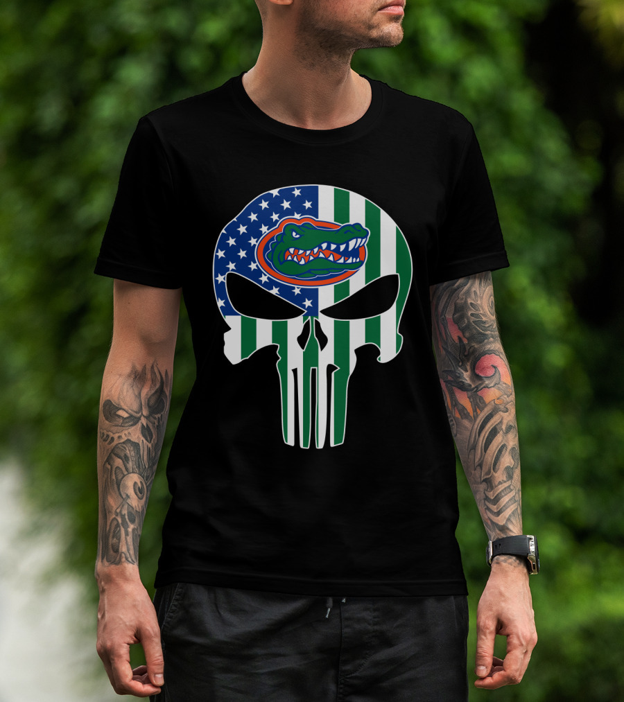 Florida Gators American Flag Punisher Skull T-Shirt