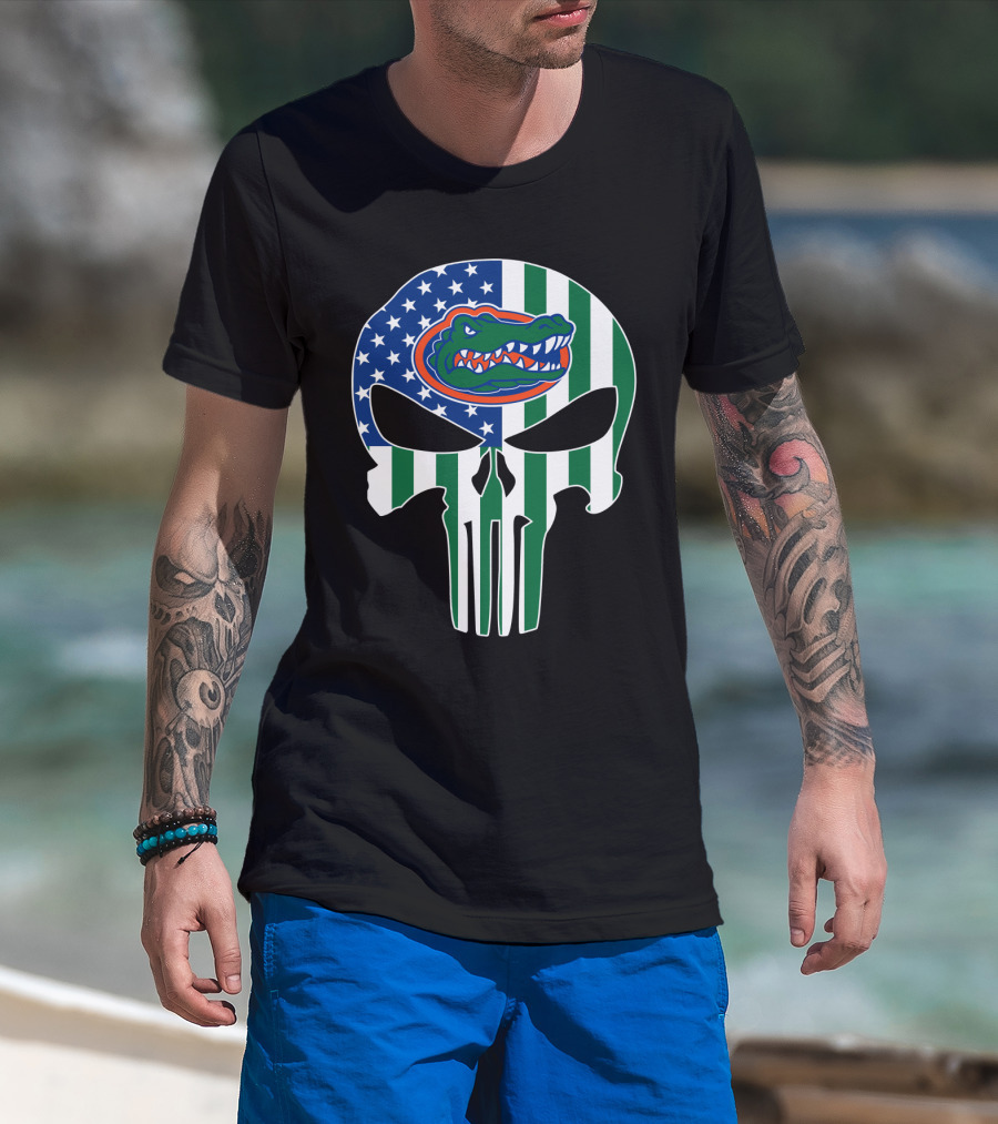 Florida Gators American Flag Punisher Skull T-Shirt