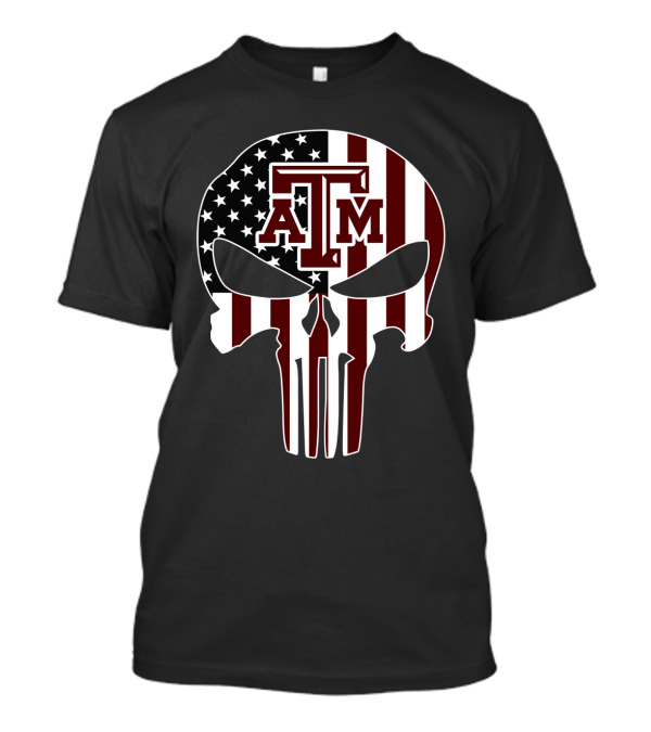 Texas A&M Aggies Skull American Flag T-Shirt