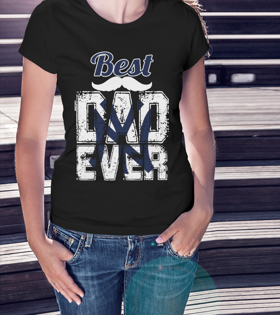 Best Dad Ever Yankees Logo Moustache T-Shirt