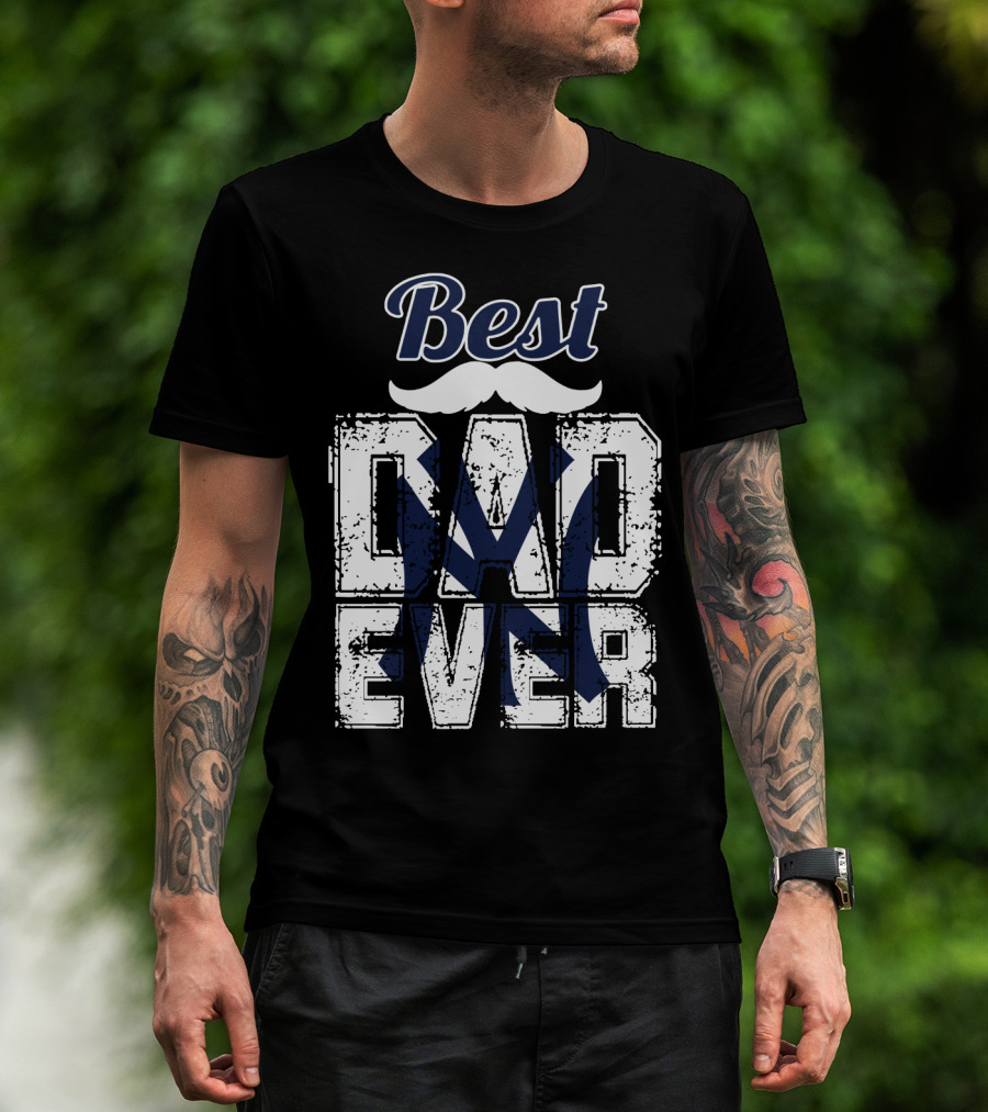 Best Dad Ever Yankees Logo Moustache T-Shirt