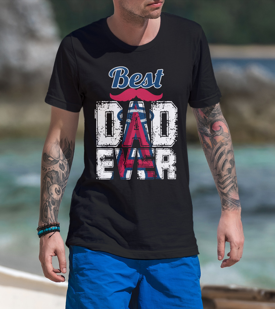 Best Dad Ever Angels Mustache T-Shirt