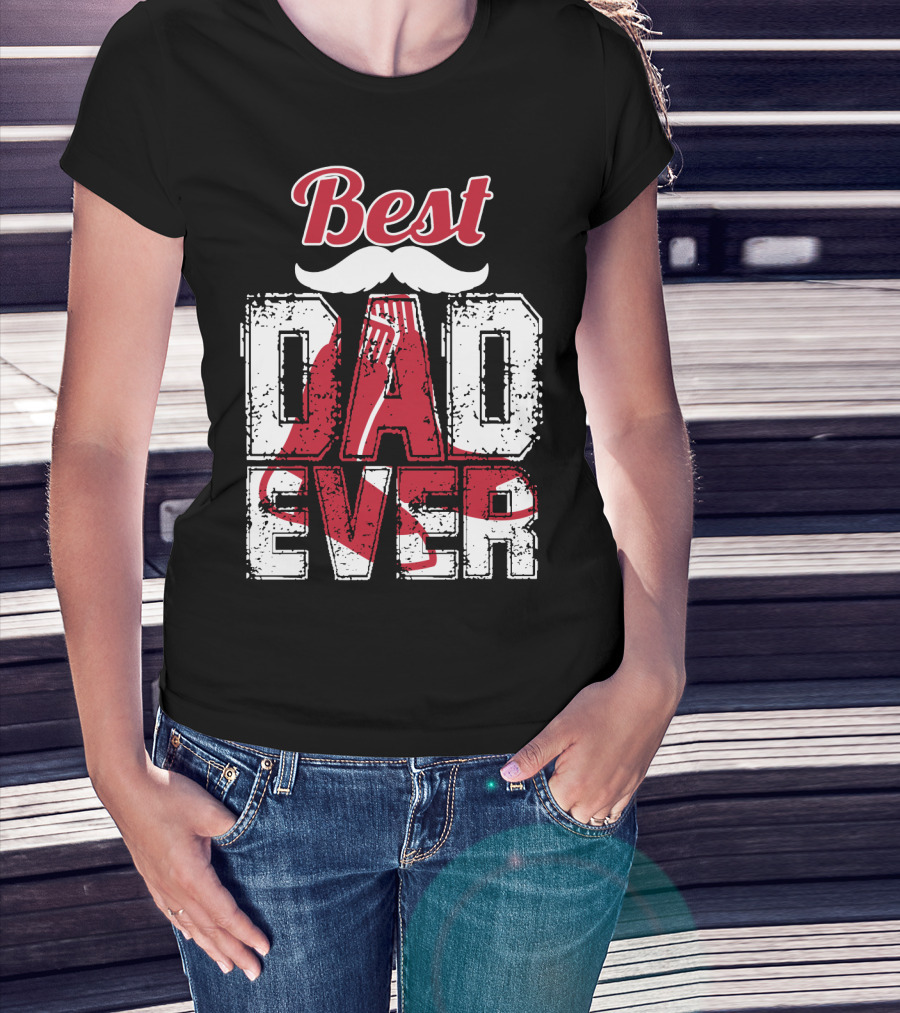 Best Dad Ever Red Sox Logo Moustache T-Shirt