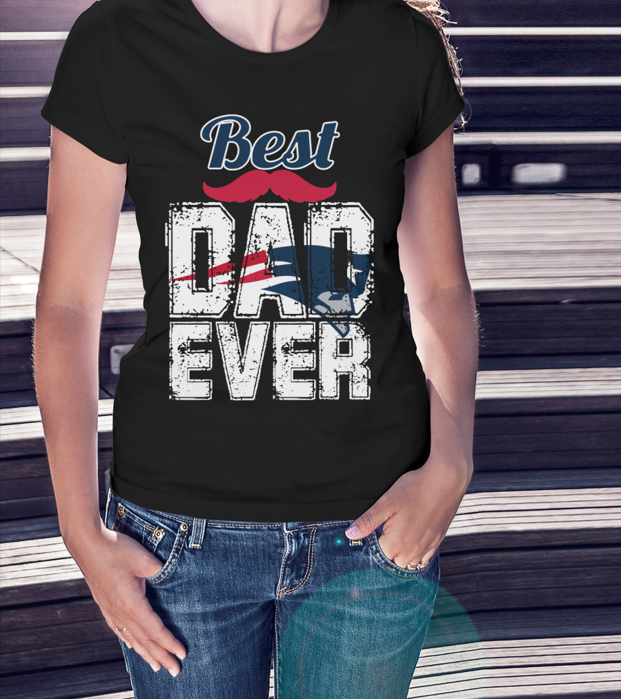 Best Dad Ever Patriots Logo Moustache T-Shirt