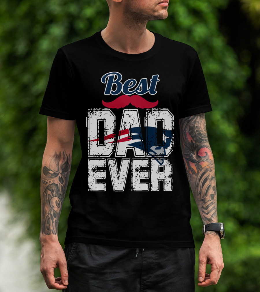 Best Dad Ever Patriots Logo Moustache T-Shirt