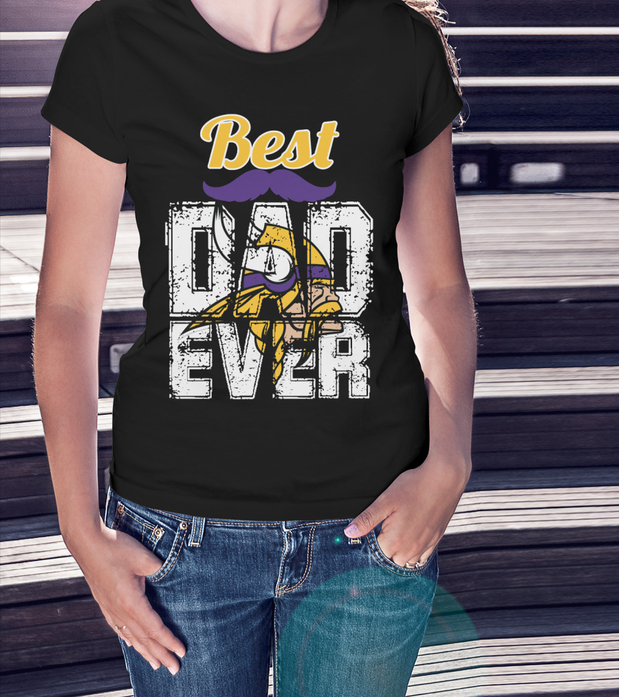 Best Dad Ever Viking Helmet Mustache T-Shirt