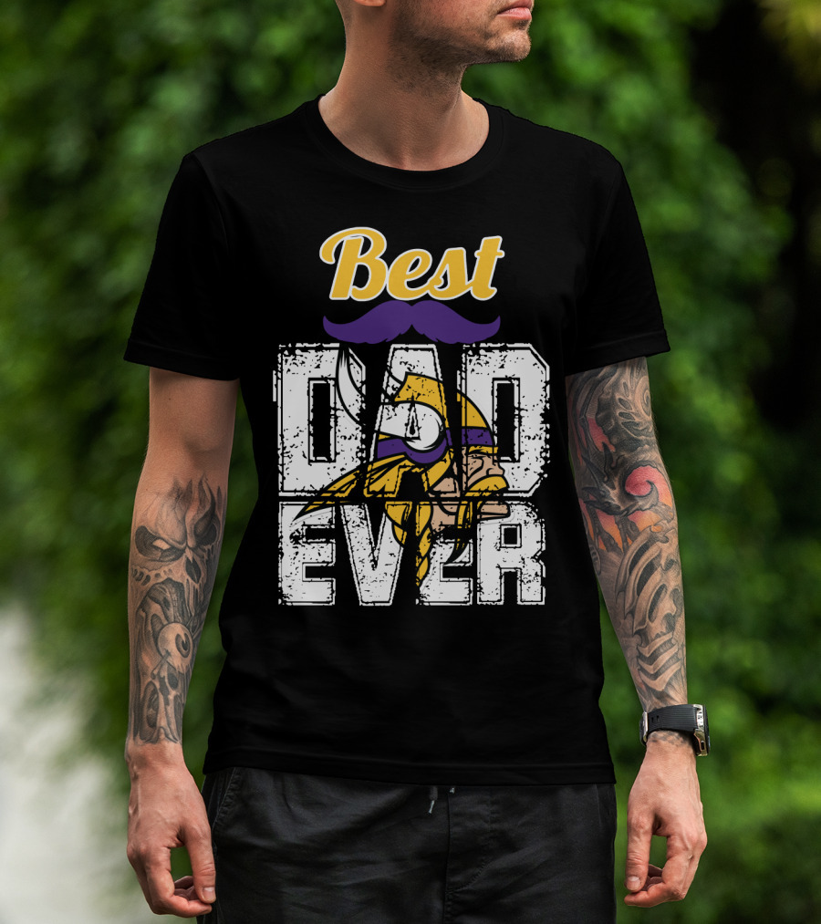 Best Dad Ever Viking Helmet Mustache T-Shirt