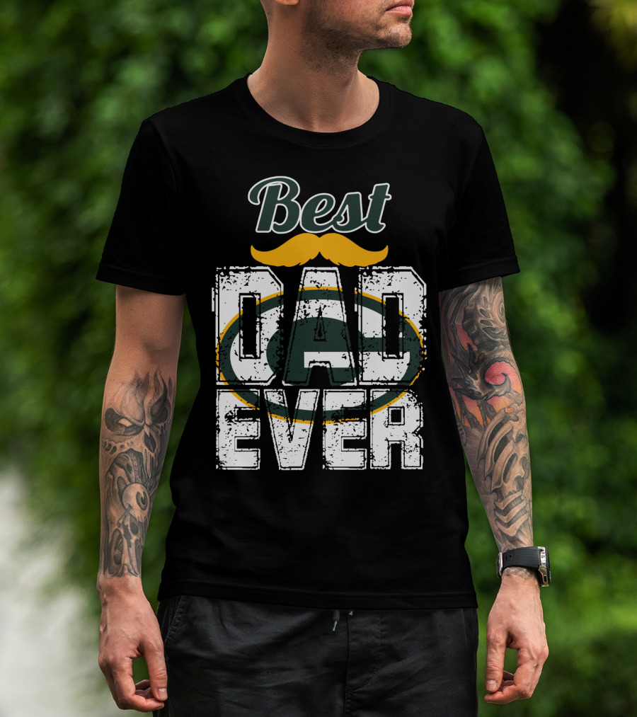 Best Dad Ever Packers Fan Mustache T-Shirt