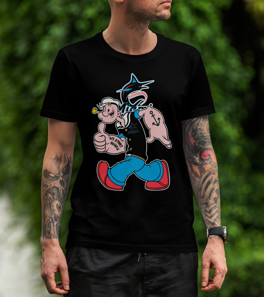 Miami Marlins Popeye Mt Stewart Begley T-Shirt